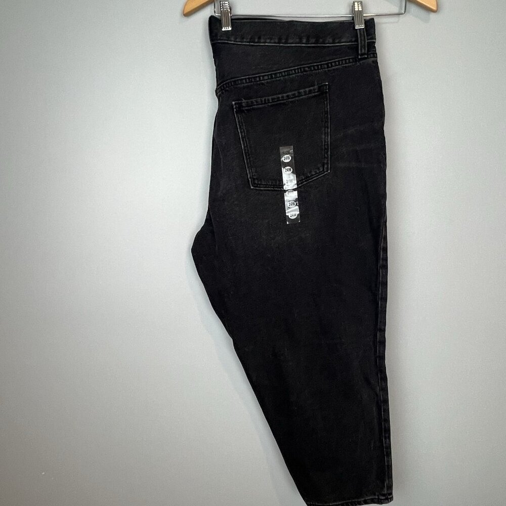 Old Navy Black Jeans Button Fly Tapered Leg Size 24W with 25" Inseam